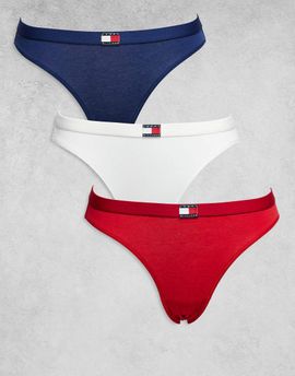 Tommy Hilfiger Tommy Hilfiger 3-pack flag detail bikini briefs in red/white/blue-Multi