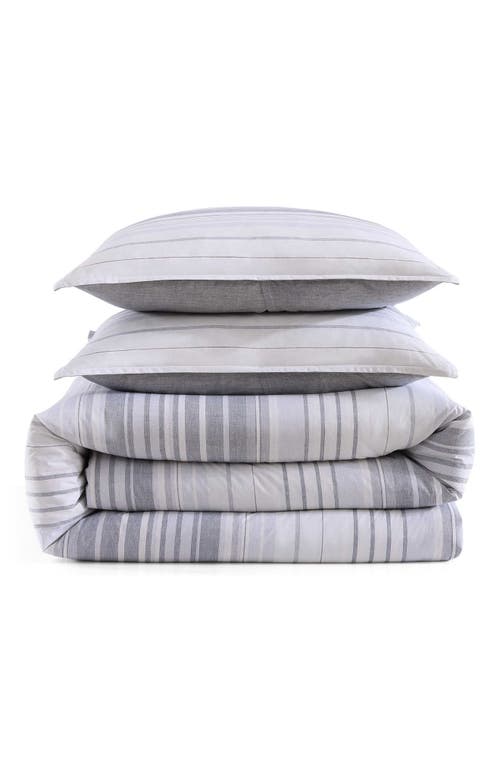 Tommy Hilfiger Tommy Hilfiger Bold Stripe Texture Cotton Percale Duvet Cover & Shams Set