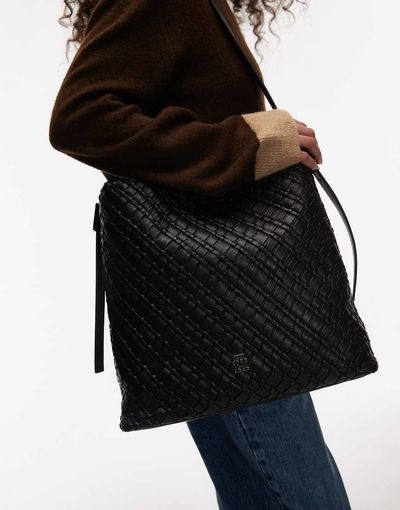 Tommy Hilfiger Tommy Hilfiger braided bucket bag with adjustable strap in black