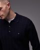 Tommy Hilfiger Tommy Hilfiger cable knit long sleeve polo shirt in navy - 4