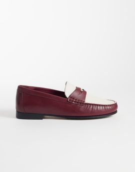Tommy Hilfiger Tommy Hilfiger coin contrast loafers in red & white-Brown