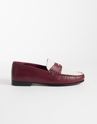 Tommy Hilfiger Tommy Hilfiger coin contrast loafers in red & white-Brown