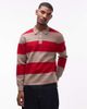 Tommy Hilfiger Tommy Hilfiger color block striped long sleeve rugby polo shirt in red and tan-Brown - 1