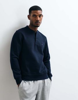 Tommy Hilfiger Tommy Hilfiger cotton flag heavy henley sweatshirt in navy
