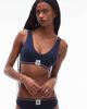 Tommy Hilfiger Tommy Hilfiger crest striped band scoop back bralette in navy - 1