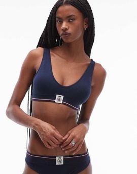 Tommy Hilfiger Tommy Hilfiger crest striped band scoop back bralette in navy