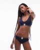 Tommy Hilfiger Tommy Hilfiger crest striped band scoop back bralette in navy - 4