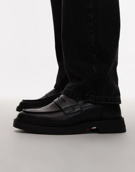 Tommy Hilfiger Tommy Hilfiger cut out detailing classic leather loafers in black