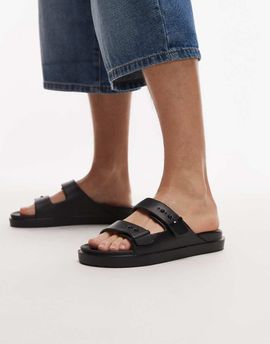 Tommy Hilfiger Tommy Hilfiger double strap pool slides in black
