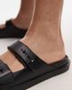 Tommy Hilfiger Tommy Hilfiger double strap pool slides in black - 2