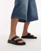 Tommy Hilfiger Tommy Hilfiger double strap pool slides in black - 4