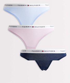 Tommy Hilfiger Tommy Hilfiger Essential Cotton 3 pack bikini briefs in navy/pink/blue-Multi