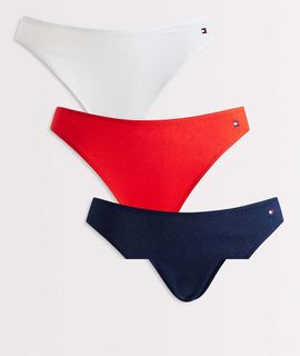Tommy Hilfiger Tommy Hilfiger Flag 3 pack dipped bikini briefs in red/white/navy-Multi