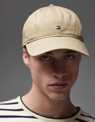 Tommy Hilfiger Tommy Hilfiger flag logo cap in washed khaki-Green