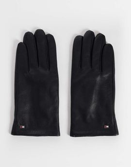 Tommy Hilfiger Tommy Hilfiger flag premium leather gloves in black