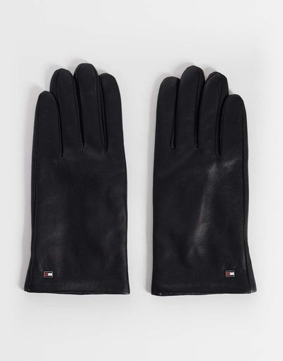 Tommy Hilfiger Tommy Hilfiger flag premium leather gloves in black