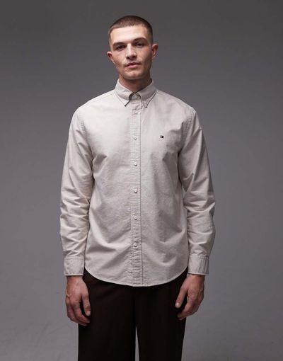 Tommy Hilfiger Tommy Hilfiger heritage oxford long sleeve shirt in beige-Neutral