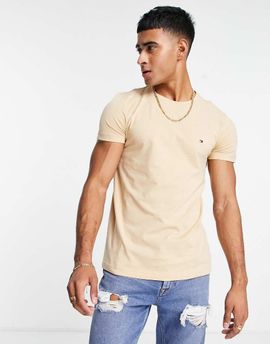 Tommy Hilfiger Tommy Hilfiger icon logo slim fit t-shirt in beige-Neutral