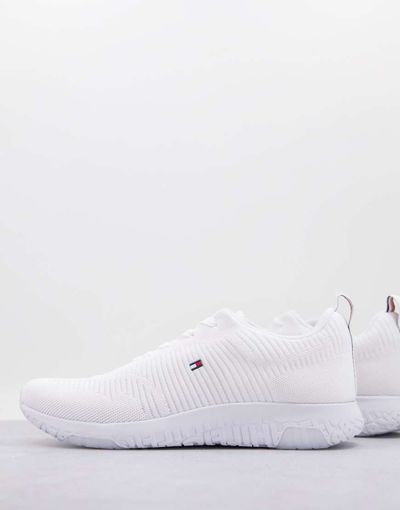 Tommy Hilfiger Tommy Hilfiger knit runner sneakers with small flag logo in white