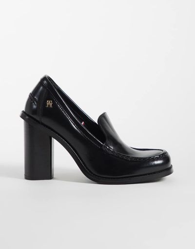 Tommy Hilfiger Tommy Hilfiger leather heeled loafers in black