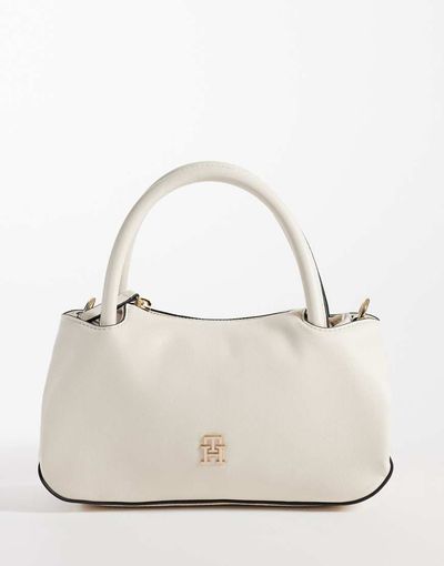 Tommy Hilfiger Tommy Hilfiger logo tape strap mini bag in soft cream-White