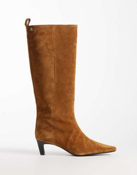 Tommy Hilfiger Tommy Hilfiger Piper real suede heeled high boots in tan-Brown