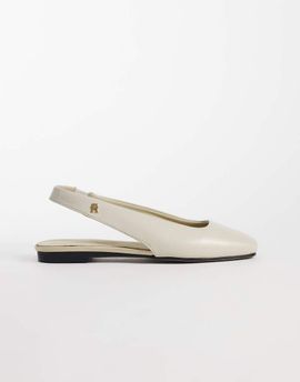 Tommy Hilfiger Tommy Hilfiger premium leather slingback pumps in ecru-White