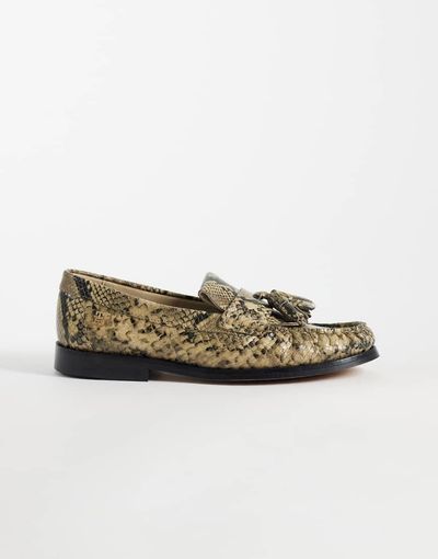 Tommy Hilfiger Tommy Hilfiger premium snake tassel loafers in beige-Neutral