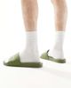 Tommy Hilfiger Tommy Hilfiger raised logo pool slides in green - 3