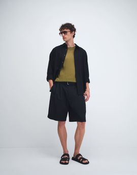 Tommy Hilfiger Tommy Hilfiger relaxed linen mix pleated shorts with belt in black