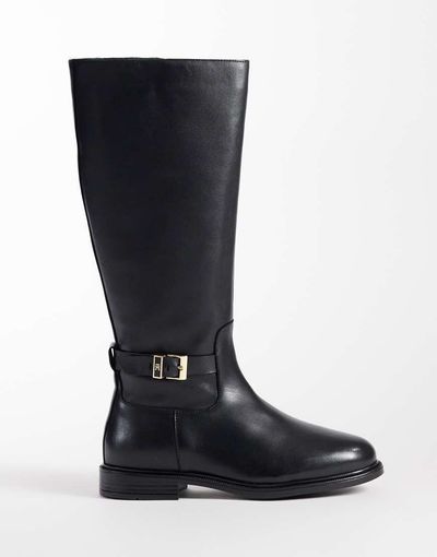 Tommy Hilfiger Tommy Hilfiger Rossie leather knee high boots with buckles in black