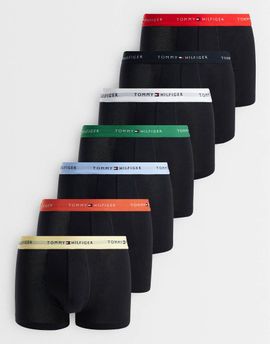 Tommy Hilfiger Tommy Hilfiger Signature Cotton 7 pack briefs in black with colored waistbands