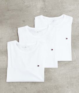 Tommy Hilfiger Tommy Hilfiger Signature Essential flag 3 pack t-shirt in white