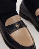 Tommy Hilfiger Tommy Hilfiger two tone leather penny loafers in navy & cream - 2
