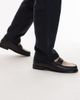 Tommy Hilfiger Tommy Hilfiger two tone leather penny loafers in navy & cream - 4