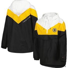 Tommy Hilfiger Women's Tommy Hilfiger Black/Gold Boston Bruins Staci Half-Zip Windbreaker Jacket 