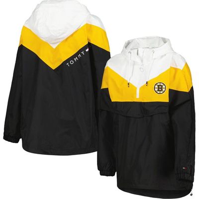 Tommy Hilfiger Women's Tommy Hilfiger Black/Gold Boston Bruins Staci Half-Zip Windbreaker Jacket 
