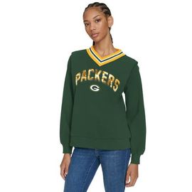Tommy Hilfiger Women's Tommy Hilfiger Green Green Bay Packers Alice V-Neck Pullover Sweatshirt 