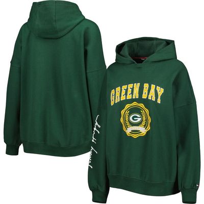 Tommy Hilfiger Women's Tommy Hilfiger Green Green Bay Packers Becca Drop Shoulder Pullover Hoodie 