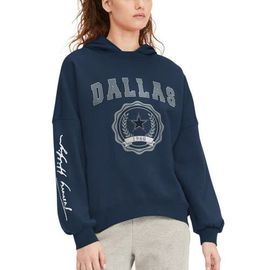 Tommy Hilfiger Women's Tommy Hilfiger Navy Dallas Cowboys Becca Dropped Shoulders Pullover Hoodie 