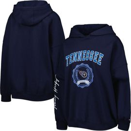 Tommy Hilfiger Women's Tommy Hilfiger Navy Tennessee Titans Becca Drop Shoulder Pullover Hoodie 