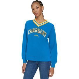 Tommy Hilfiger Women's Tommy Hilfiger Powder Blue Los Angeles Chargers Alice V-Neck Pullover Sweatshirt 