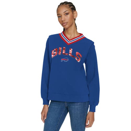 Tommy Hilfiger Women's Tommy Hilfiger Royal Buffalo Bills Alice V-Neck Pullover Sweatshirt 