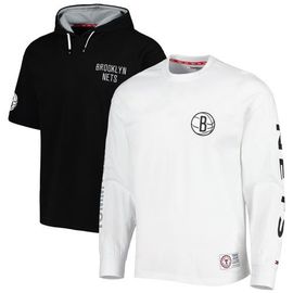 TOMMY JEANS Men's Tommy Jeans Black/White Brooklyn Nets Matthew 2-In-1 T-Shirt & Hoodie Combo Set 