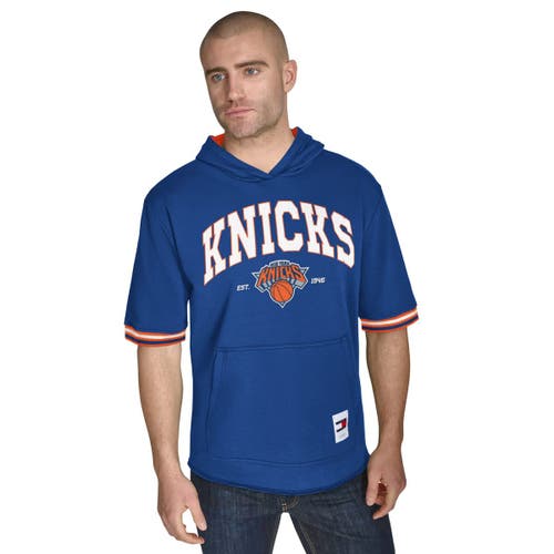 TOMMY JEANS Men's Tommy Jeans Blue New York Knicks Paul French Terry Short Sleeve Pullover Hoodie 