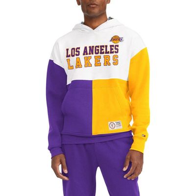 TOMMY JEANS Men's Tommy Jeans White/Purple Los Angeles Lakers Andrew Split Pullover Hoodie 