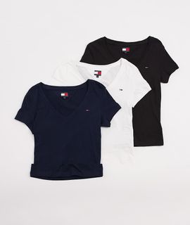 Tommy Jeans Tommy Jeans 3 pack v-neck t-shirts in black/navy/white