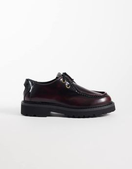 Tommy Jeans Tommy Jeans Archive leather lace-up shoes in burgundy-Red