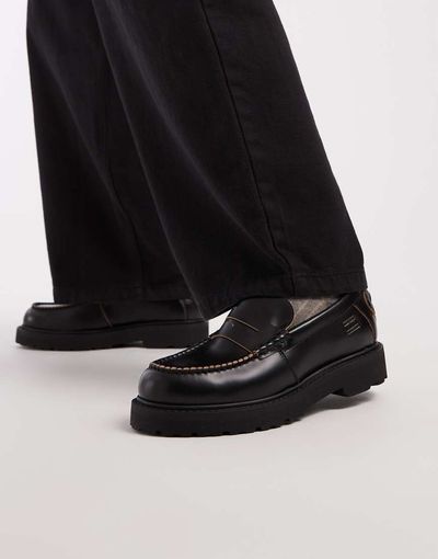 Tommy Jeans Tommy Jeans archive real premium leather loafers in black
