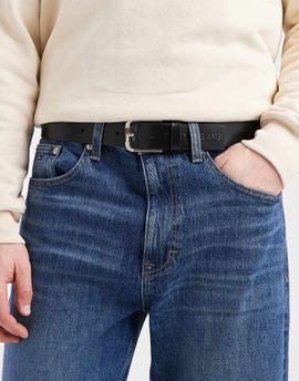 Tommy Jeans Tommy Jeans Austin leather belt with logo buckle in black
